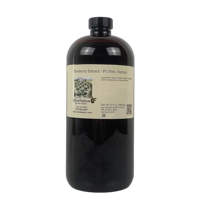 OliveNation Blueberry Extract for Cooking, Baking, Beverages, Water Soluble, Non-GMO, Gluten Free, Vegan, Sugar Free - 32 fl oz