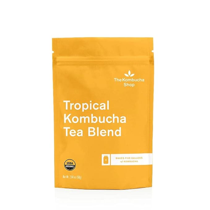 The Kombucha Shop - Tropical Flavor - Organic Black Loose Leaf Tea Blend - Makes 5 Gallons of Kombucha Tea