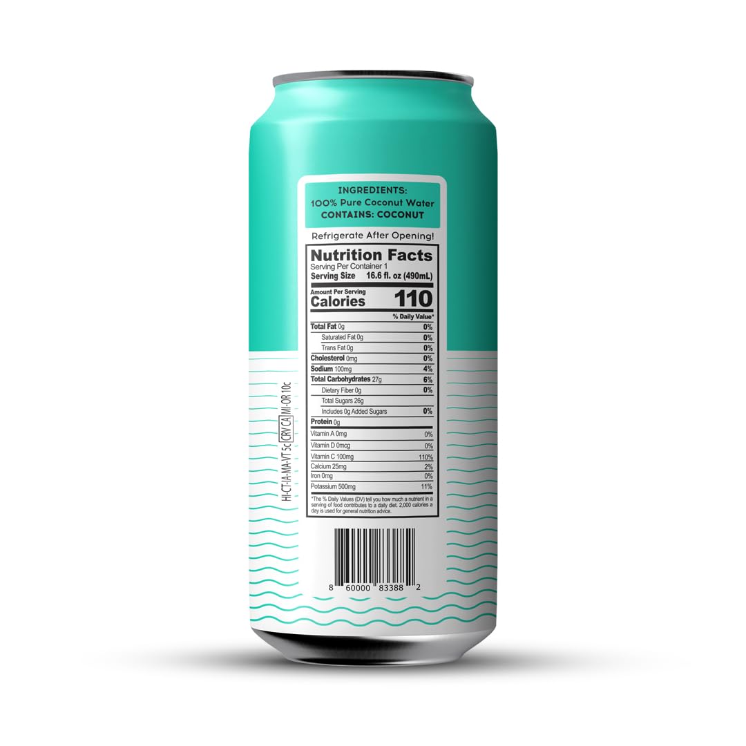 100 Coconuts - 100% Pure Coconut Water - Low Calorie All-Natural Drink with Electrolytes - Naturally Sweet, no preservatives - Non-GMO, 11 fl oz, Pack of 12 (Pure Coconut Water)