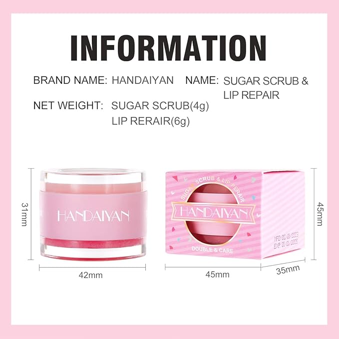 Lip Scrub & Lip Mask Lip Care Kit, Exfoliating Lip Scrub with Double Effect, Repair Lip Mask for Repairs Dry & Cracked & Chapped & Peeling Lips, Lip Care Gift for Women Girl