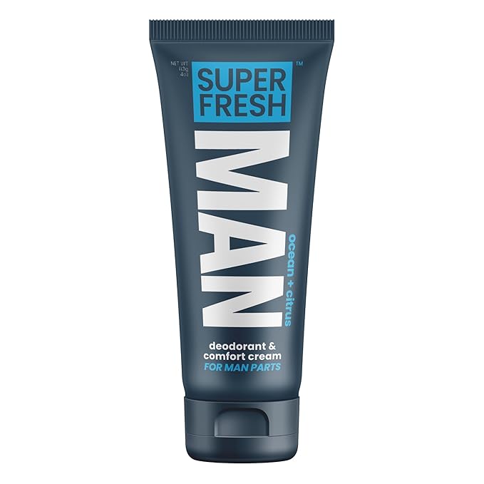 Super Fresh Ball Deodorant Lotion for Men Groin Butt and Body Hygiene Cream Controls Odor Prevents Chafing Aluminum Free Daily Freshness and Comfort Powder Lotion Formula in Convenient 4 oz Tube
