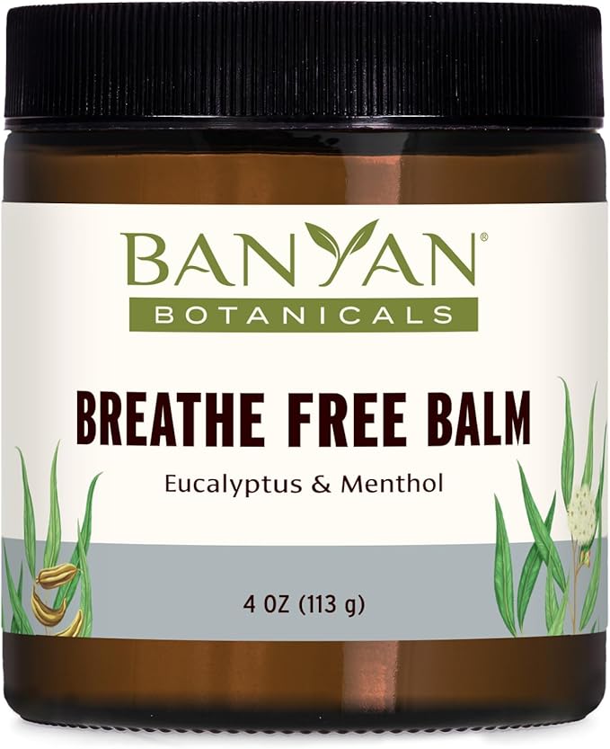 Banyan Botanicals Breathe Free Balm – 99% Organic, Natural Chest Rub with Eucalyptus & Menthol Crystals – for Respiratory Relief & Easy Breathing – 4 oz. – Non GMO Sustainably Sourced Vegetarian