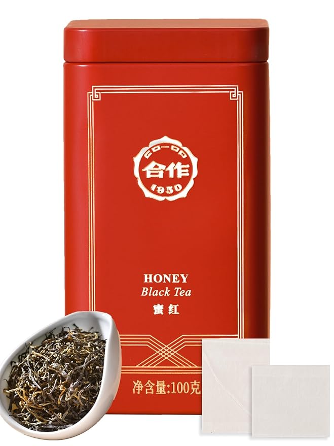 CO-OP 1950 Honey Black Tea Loose Leaf Tea, 100g, Premium High Mountain Whole Loose Leaf Black Tea, Naturally Sweet & Mellow, Unique Floral & Nectar Aroma, No Additives, 20 Empty Tea Bags Included, Tin