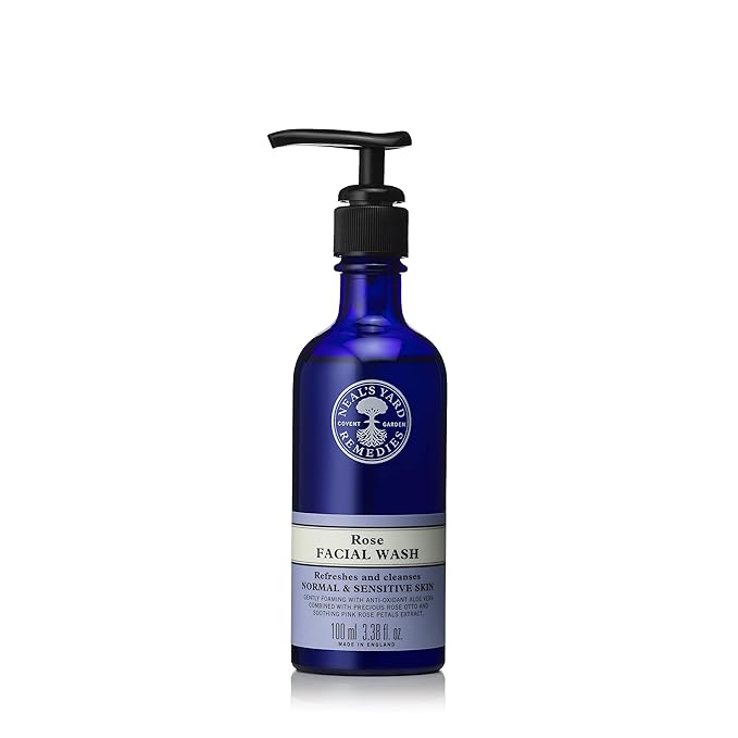 Neal's Yard Rehydrating Rose Face Wash, Soothing & Balancing for All Skin Types, With Aloe Vera & Rose Otto, Vegan Approved & Cruelty-Free, 100mL