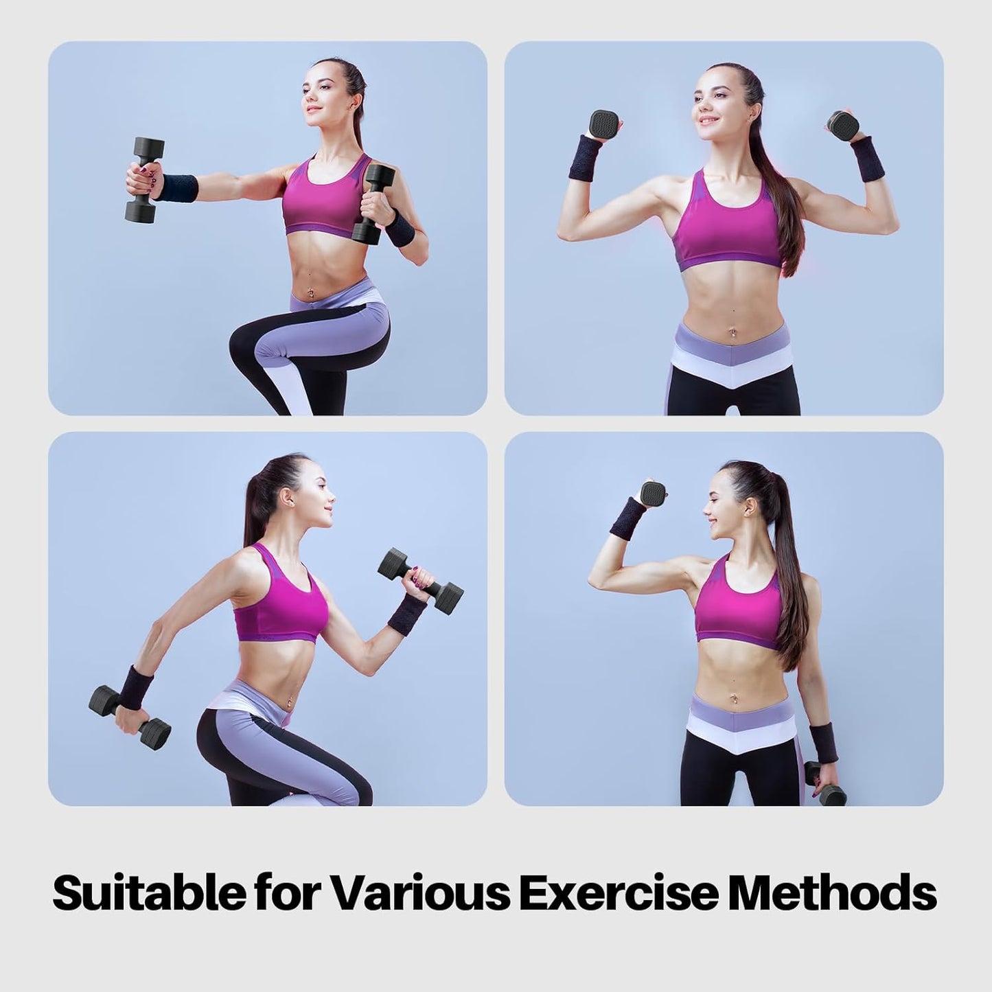 Zempox Adjustable Dumbbell Set of 2, 4 in 1 Free Weights Dumbbells Set for Women, Hand Weights for Women at Home, Each 2lb 3lb 4lb 5lb with TPU Soft Rubber Handle for Home Gym Exercise Training Black