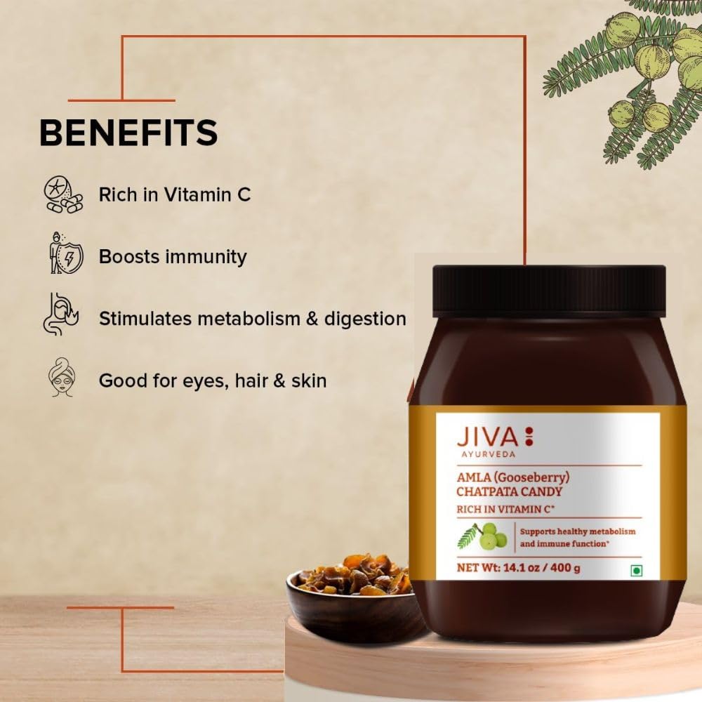 Jiva Ayurveda Chatpata Amla Candy Saled & Spicy Gooseberry Candy For All Age Groups -400g