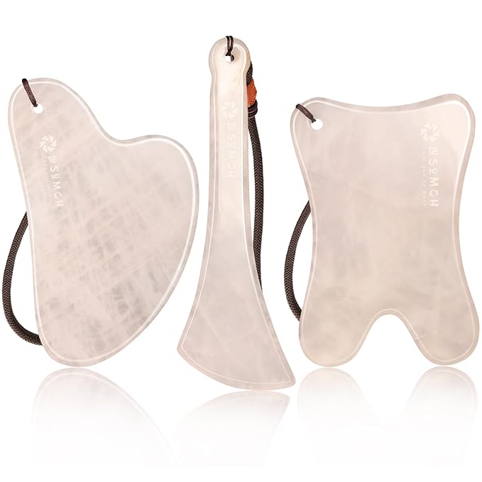 Skin Care Set, 1 Pack 3 in 1 Jade Gua Sha Massager, Pink,Guasha Tool for Face and Body, Truly Beauty Products