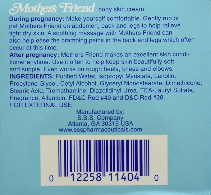 1 Pack of Mothers Friend Body and Skin Cream, for Stretched Tight and Dry Skin of Pregnancy