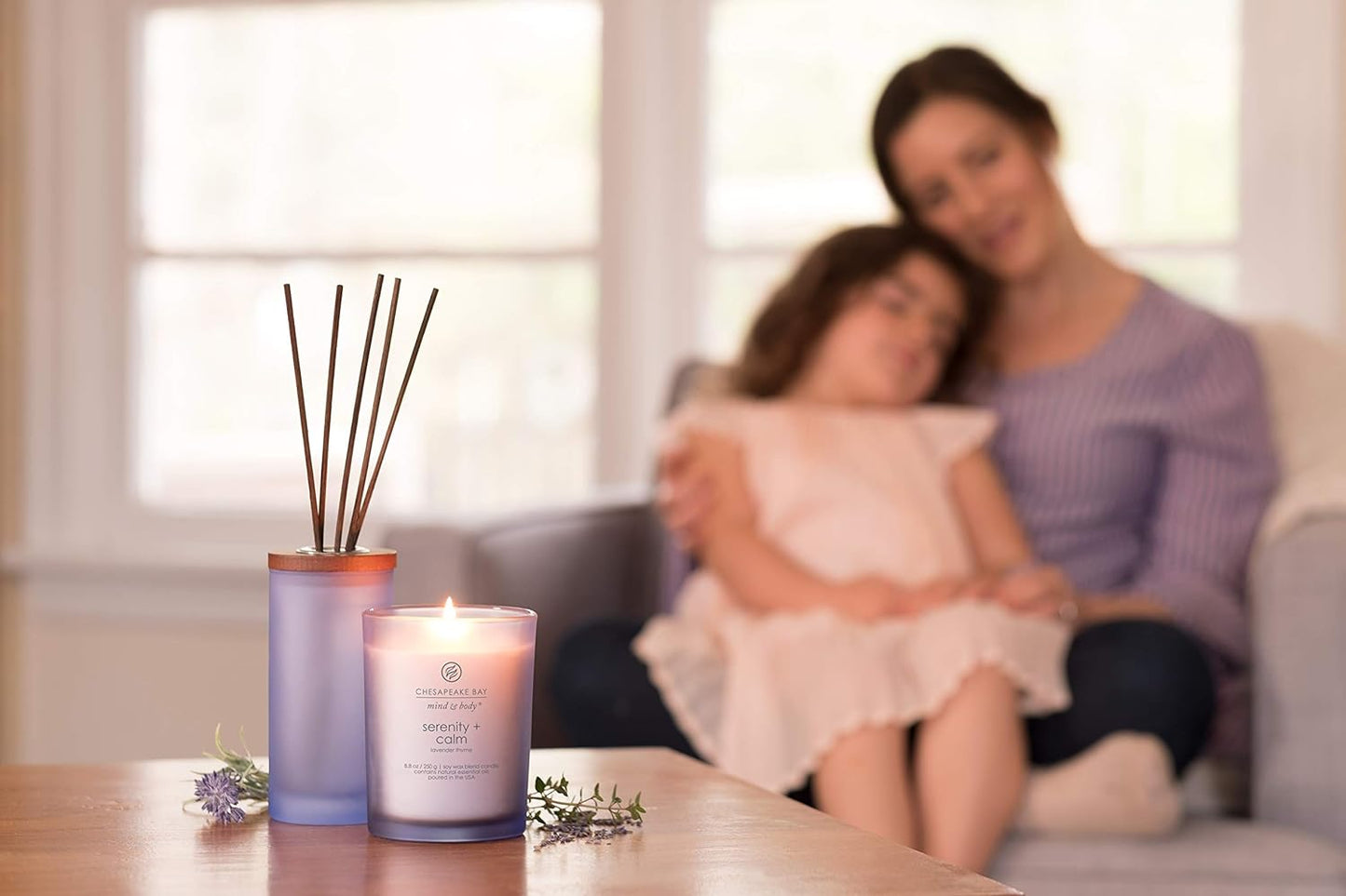 Chesapeake Bay Candle Scented Candle Serenity + Calm (Lavender Thyme) Coffee Table Home Décor 3 wicks