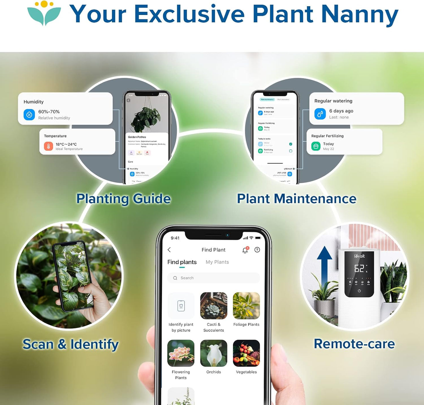 LEVOIT Humidifiers for Bedroom Home, Smart Warm and Cool Mist Air Humidifier for Large Room, Auto Customized Humidity, Fast Symptom Relief, Easy Top Fill, Essential Oil, Quiet, OasisMist4.5L, White