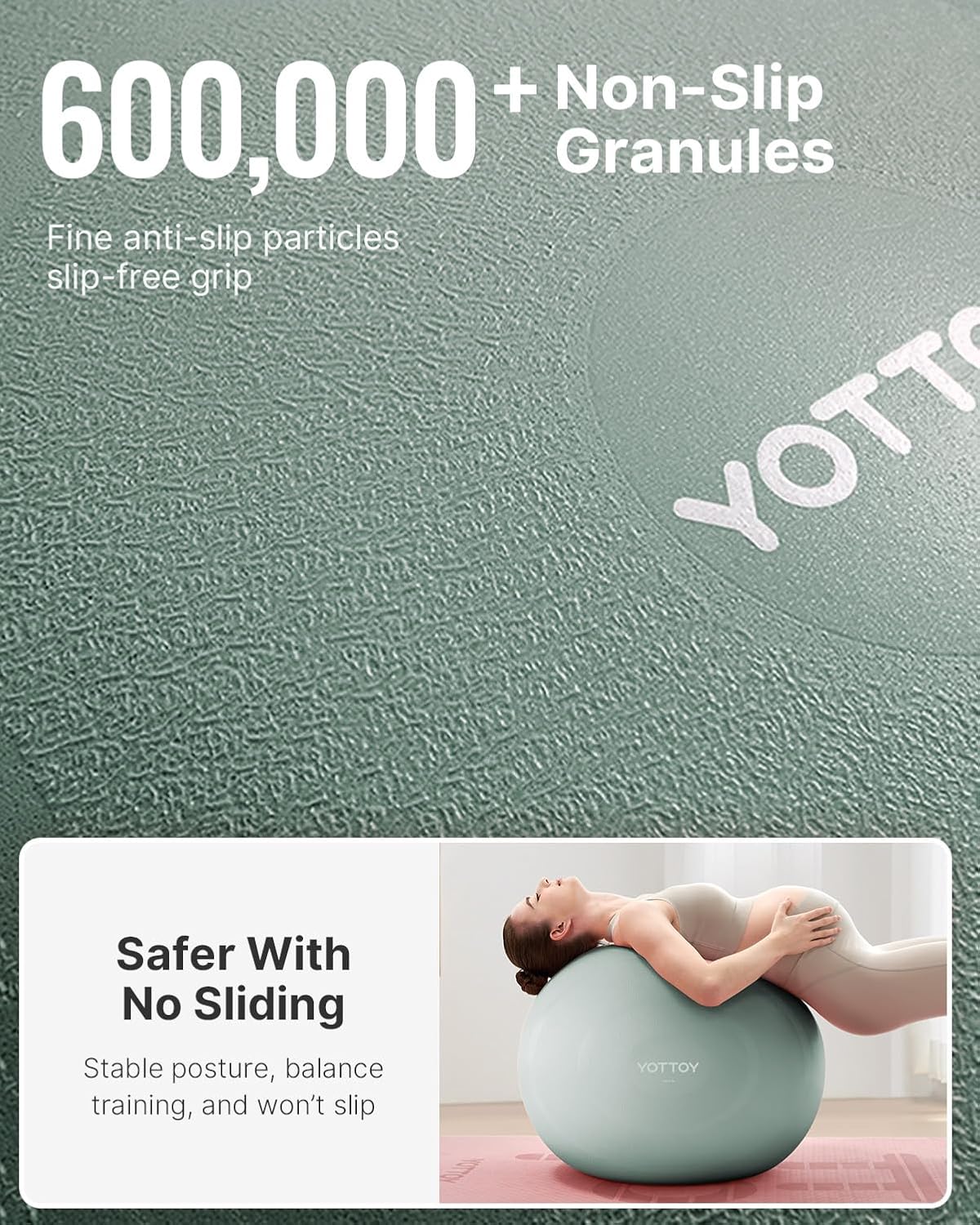 Anti-Burst Exercise Ball for Working Out, Yoga & Pregnancy, Extra Thick Workout Ball for Physical Therapy & Fitness (Green)