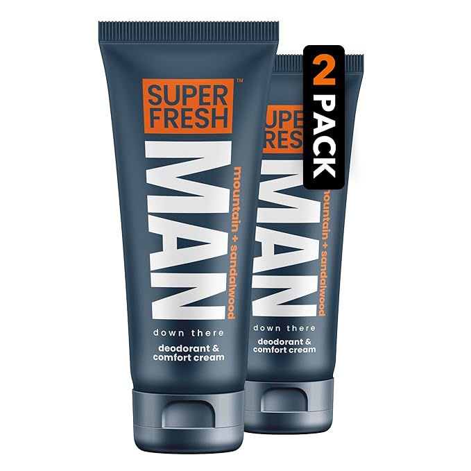 Super Fresh Ball Deodorant Lotion for Men Aluminum Free Hygiene Cream for Groin Butt and Body Controls Odor Reduces Chafing Twin Pack 4 oz Tubes for Daily Freshness Comfort and Sweat Protection