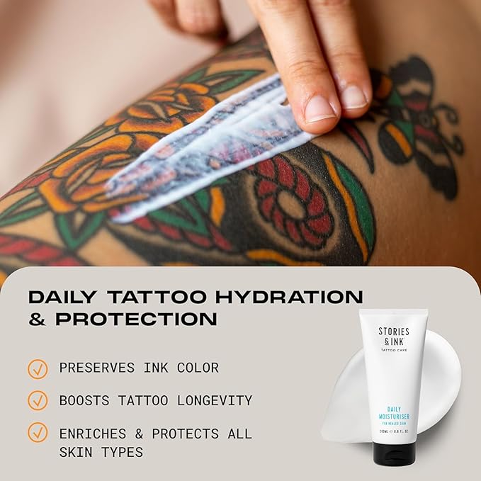 Stories & Ink Tattoo Care | THE ORIGINALS PACK | Fade-Fighting Regimen (Daily Moisturizer + Hydrating Body Oil + Vibrancy Serum) | Completely Hydrates, Highlights and Defines your Ink