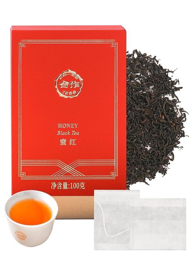 CO-OP 1950 Honey Black Tea Loose Leaf Tea, 100g, Premium High Mountain Whole Loose Leaf Black Tea, Naturally Sweet & Mellow, Unique Floral & Nectar Aroma, No Additives, 20 Empty Tea Bags Included, Box