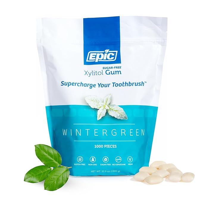 Epic 100% Xylitol Spearmint Chewing Gum - Sugar Free, Aspartame Free Dental Gum - Supports Oral Health & Fresh Breath - 1000 Pieces