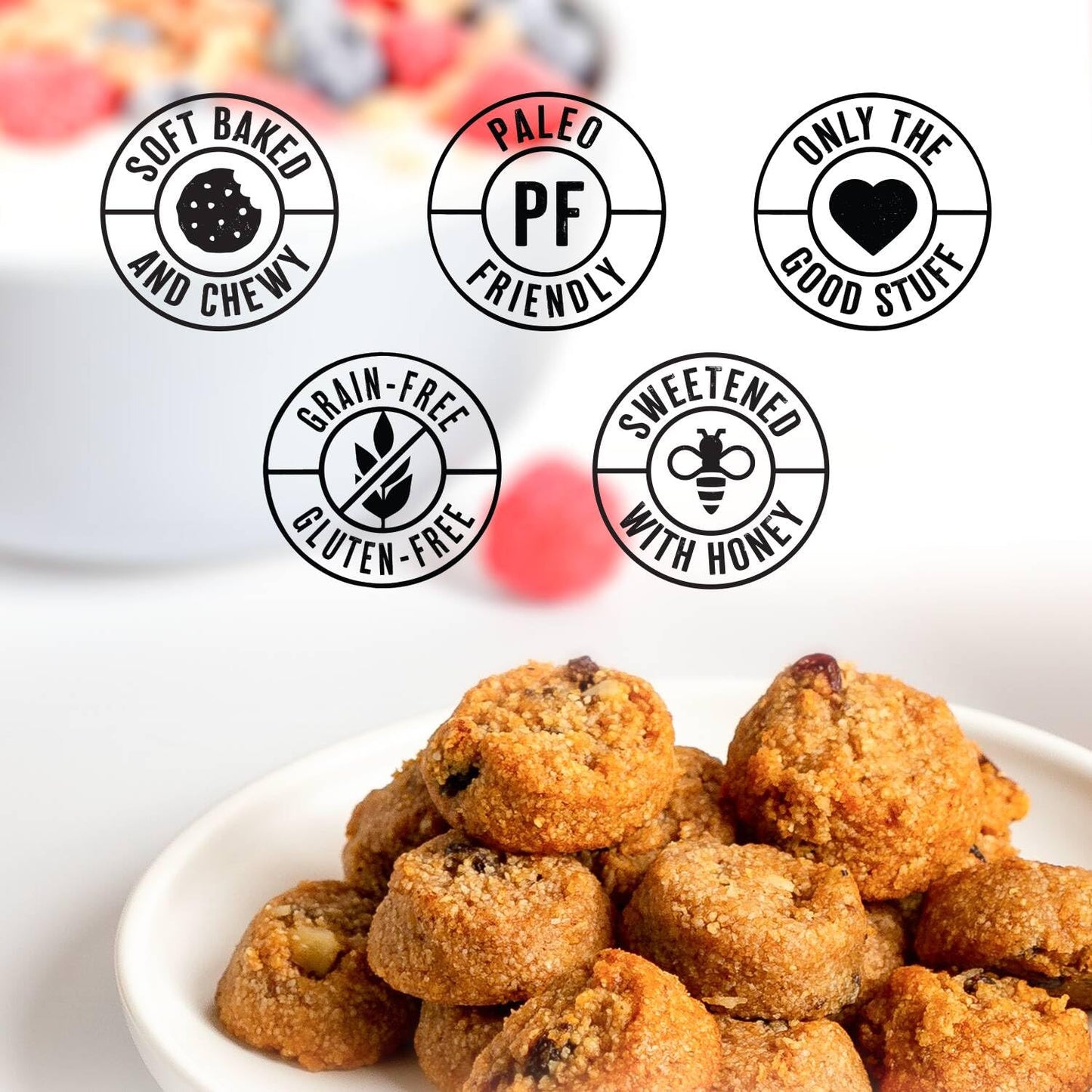 Ona Cinnamon Raisin Cookies 4-pack, Made with Honey, Ready to eat, Gluten free, Grain free, Dairy free, Paleo