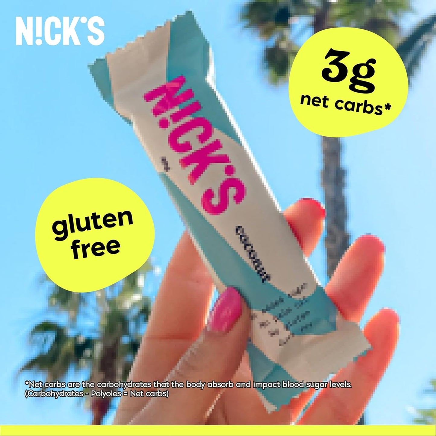NICK'S Keto Chocolate Candy Bars – Coconut, No Added Sugar, Low Carb Snack with 3g Net Carbs, 180 Calories, Gluten-Free Sweets – 15-Pack (40g Each)