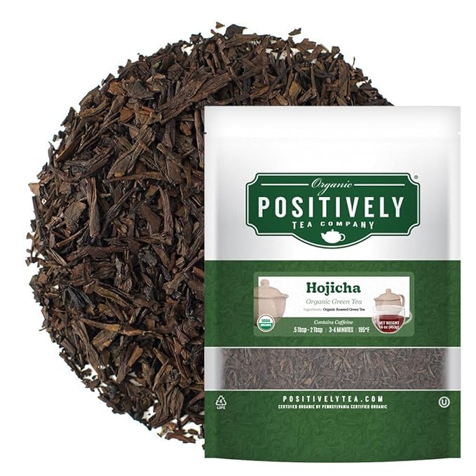 Organic Positively Tea Company, Hojicha, Green Tea, Loose Leaf, 16 Ounce