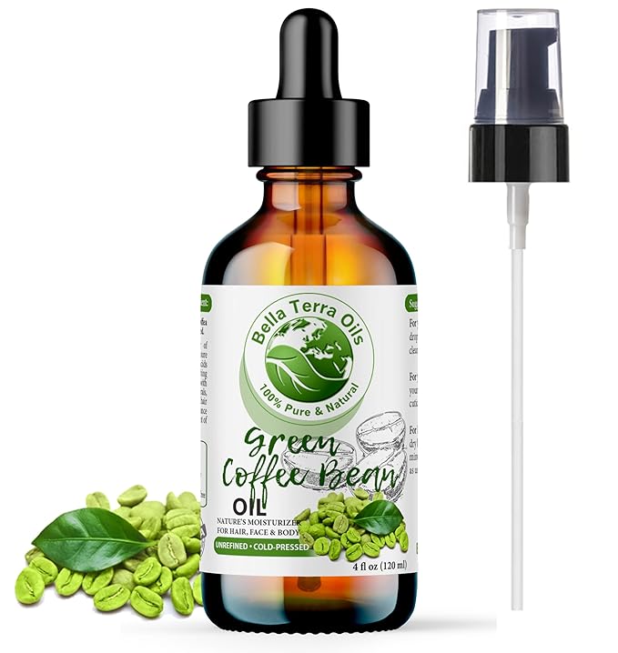 Bella Terra Oils - Green Coffee Bean Oil 4oz - Unveiling the Nutritional Treasure of Coffee Seed Oil, Ideal for Skin Hydration and Vitality