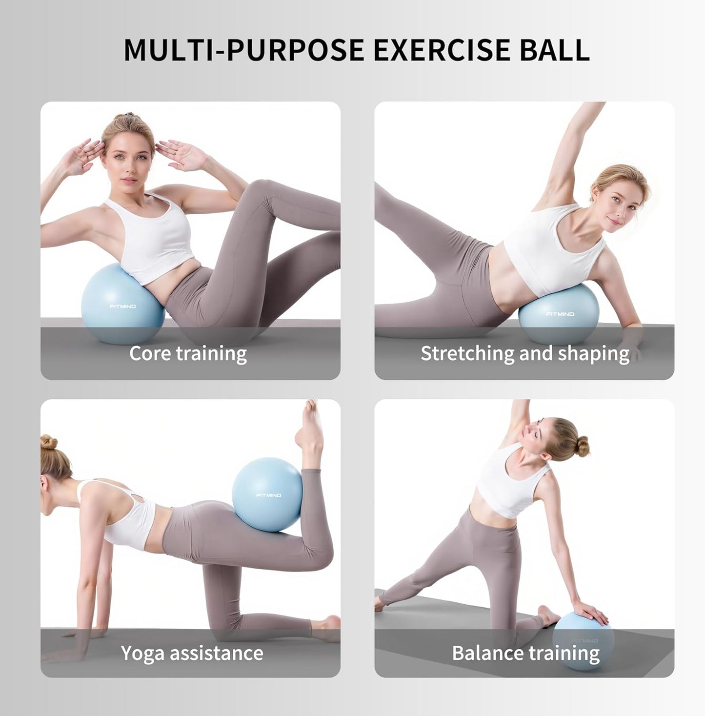 Pilates Ball 10 Inch Anti-Burst Slip Resistant Mini Yoga Ball for Fitness, Core Training, Physical Therapy, Balance, Stability, Stretching 200kg 440lbs Capacity Blue