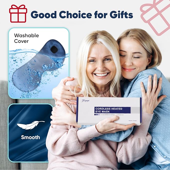 Heated Eye Mask for Dry Eyes, Cordless Warm Eye Compress for Blepharitis, Styes, 1500mAh Large Battery Capacity, Washable Cover, Gifts for Family and Friends (Blue)