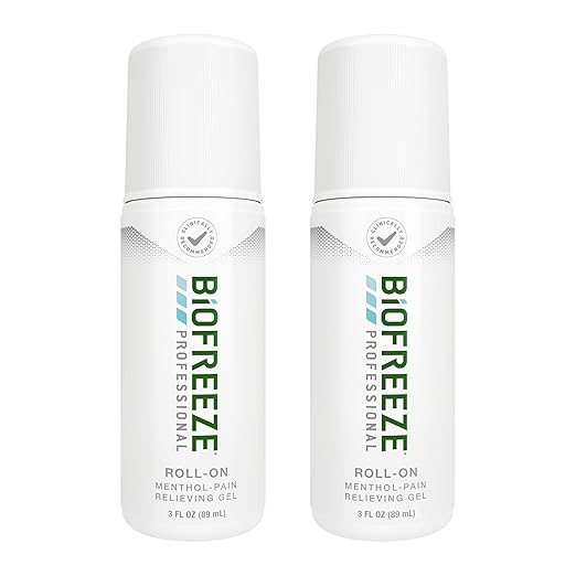 Biofreeze Professional Pain Relief Roll On for Knee, Neck, Hip, Joint, & Shoulder, Simple Backache Pain Reliever, Sore Muscle Relief, Roll-On Menthol Gel 3 Fl Oz (Pack of 2)