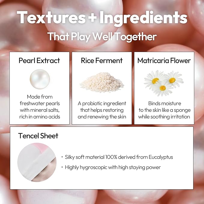 LAPCOS Pearl Sheet Mask, Daily Face Mask with Probiotics to Clarify Skin, Korean Beauty Favorite, 5-Pack