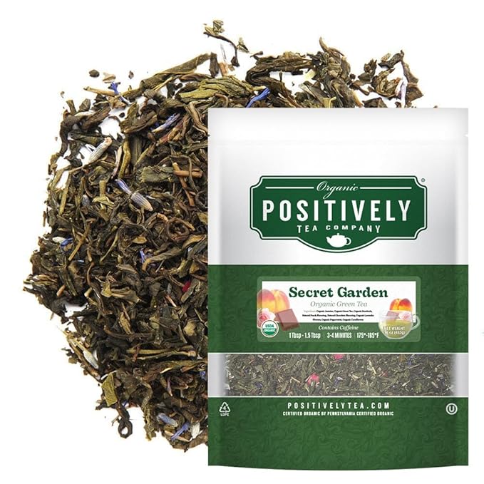 Organic Positively Tea Company, Secret Garden, Green Tea, Loose Leaf, 16 Ounce