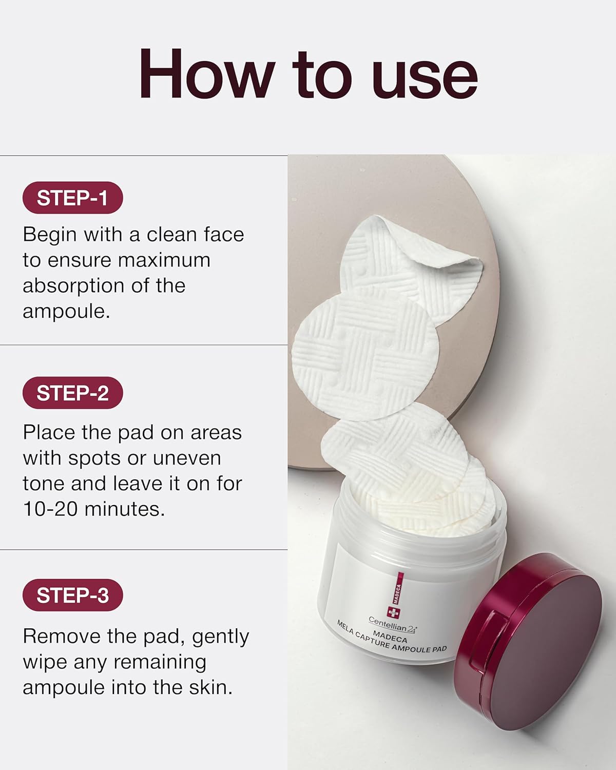 CENTELLIAN 24 Madeca Mela Capture Ampoule Pad (Evening, 5.58fl oz / 60 pcs) - Highly Concentrated Ampoule Pads for Tone Correcting, Vegan, Korean Skin Care. Niacinamide, TECA, Madecassic Acid.