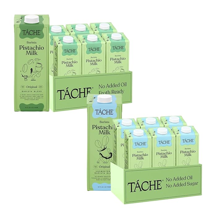 Táche Original and Unsweetened Barista Pistachio Milk Bundle, 32 oz, 6-Pack Each