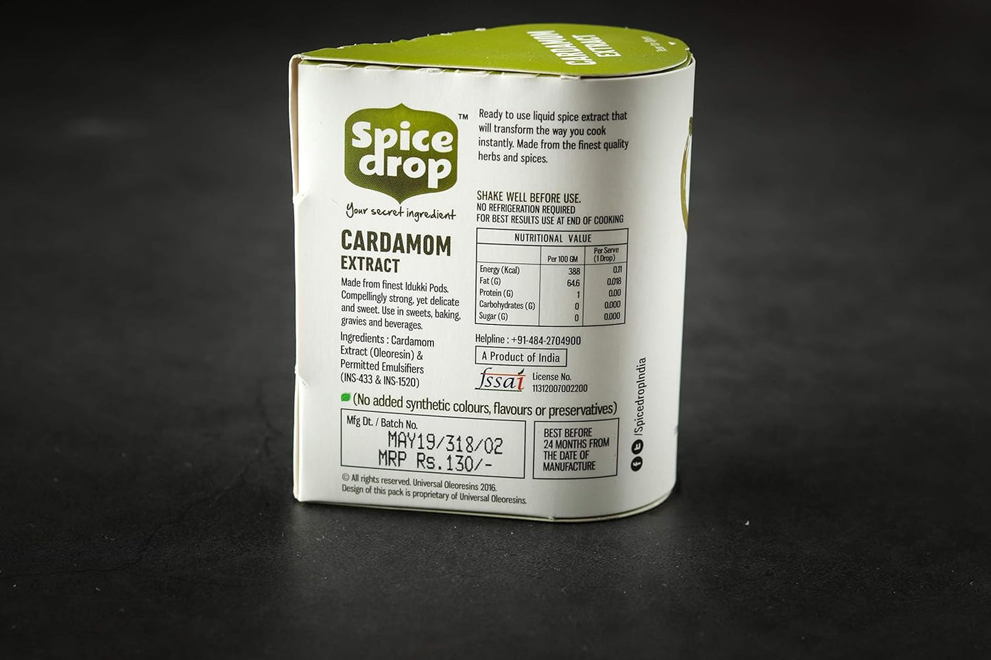 Spice Drop Cardamom Extract - Up to 180 Drops Per Bottle | Tea, Coffee, Cooking, Baking, Dessert | Pure Whole Green Cardamom Pod Extract | No Added Color or Preservative | Vegan (0.17oz, Pack of 1)