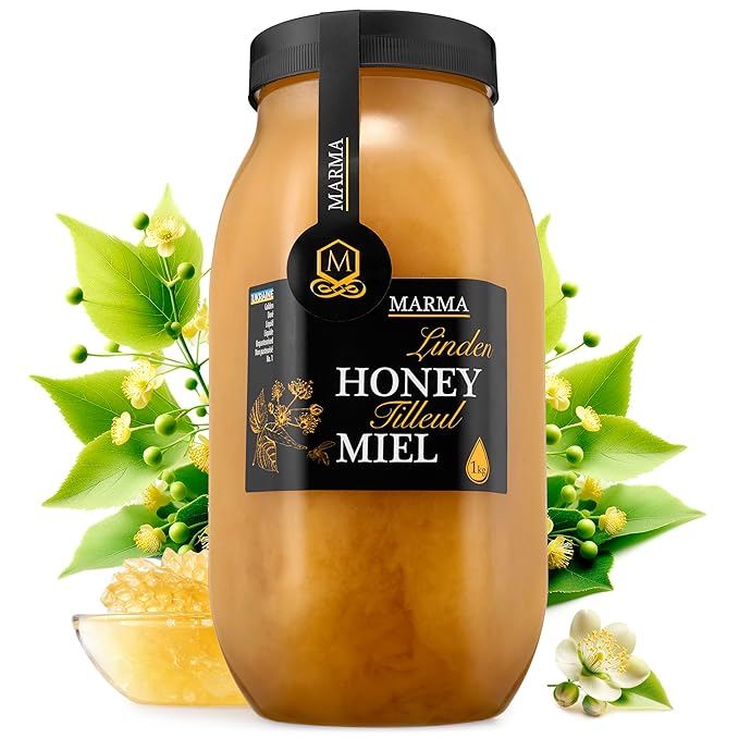HONIGMA® Marma Linden Honey | Authentic Raw Honey from Ukraine | 100% Pure, Unpasteurized & Fully Crystallized | 1000g/35.2oz | Naturally Solid Texture | Pack of 1