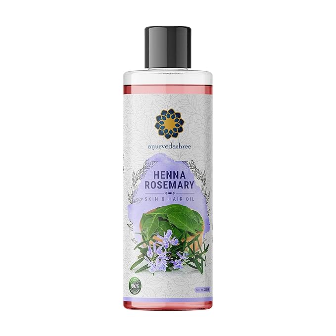 Henna Rosemary Hair Oil 200 ml, 6.76 fl oz with Neem, Shikakai, Bhringraj, Amla, Brahmi, Sesame, Olive & Sunflower Oils