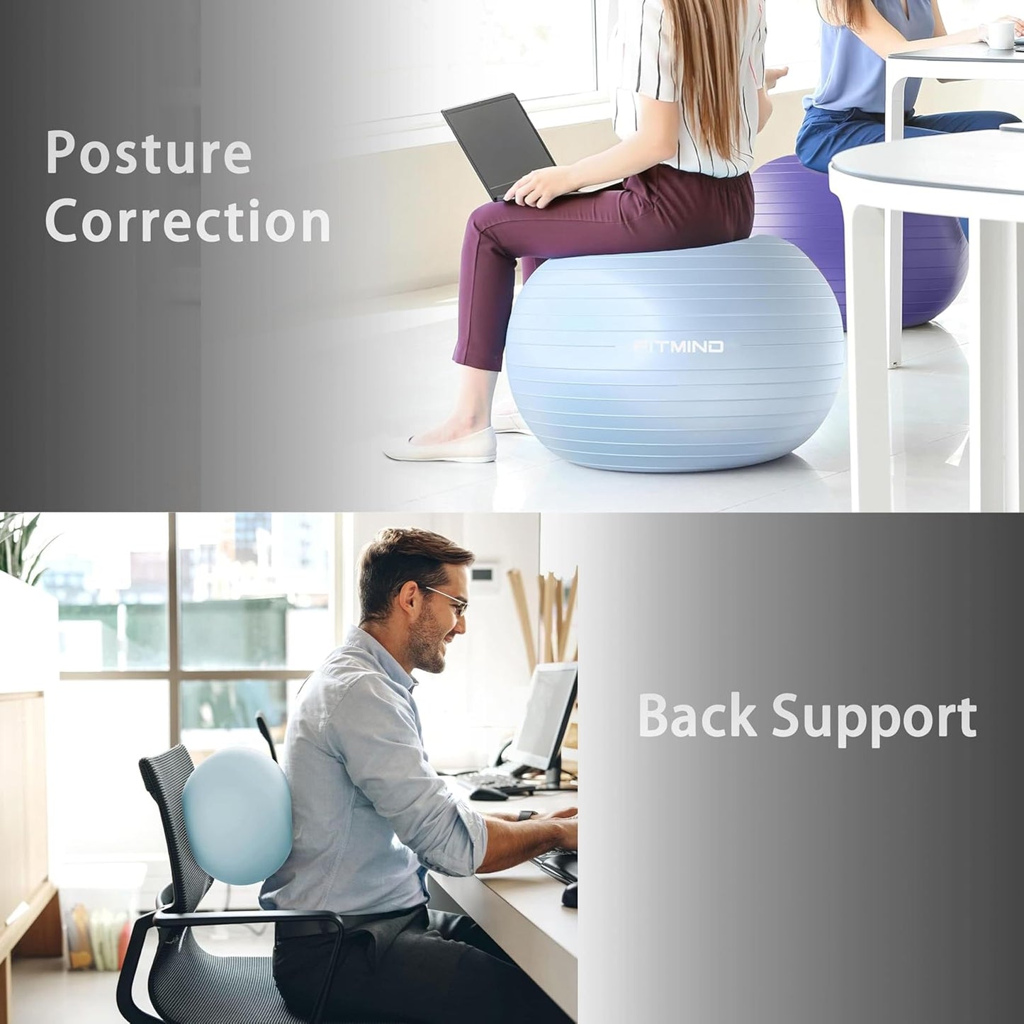 Exercise Balls Set 22-30 Inch & 9 Inch, Small Pilates Ball with Pump, Pregnancy Ball for Women, Yoga Balls for Exercise, Small Exercise Ball for Between Knees, Stability, Physio Blue