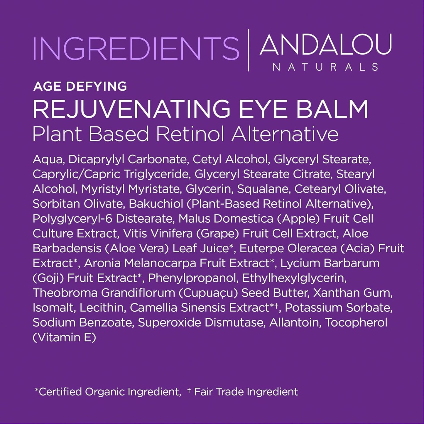 Andalou Naturals Age Defying Plant-Based Retinol Alternative Eye Balm, 0.45 OZ