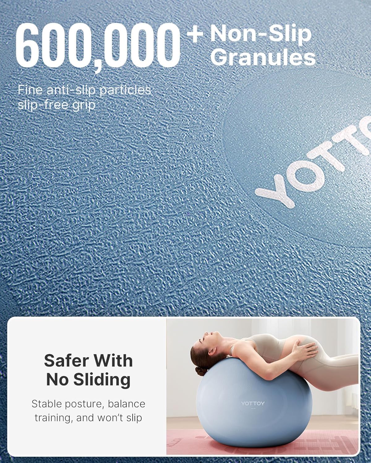 Anti-Burst Exercise Ball for Working Out, Yoga & Pregnancy, Extra Thick Workout Ball for Physical Therapy & Fitness (Blue)