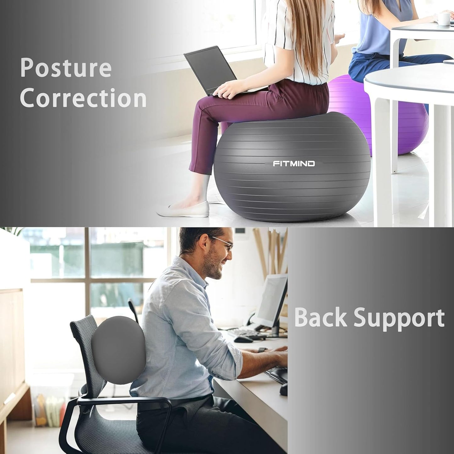 Exercise Balls Set 22-30 Inch & 9 Inch, Small Pilates Ball with Pump, Pregnancy Ball for Women, Yoga Balls for Exercise, Small Exercise Ball for Between Knees, Stability, Physio Blalck