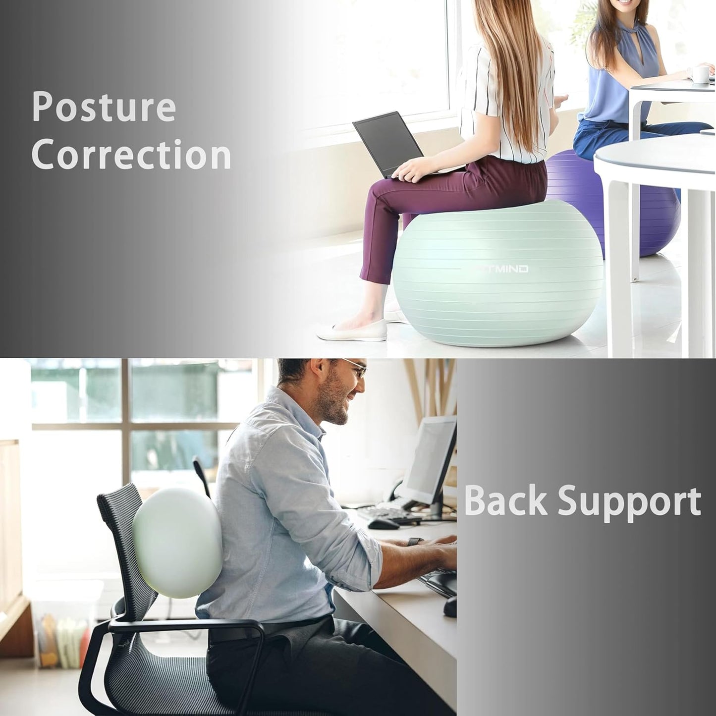 Exercise Balls Set 22-30 Inch & 9 Inch, Small Pilates Ball with Pump, Pregnancy Ball for Women, Yoga Balls for Exercise, Small Exercise Ball for Between Knees, Stability, Physio Green