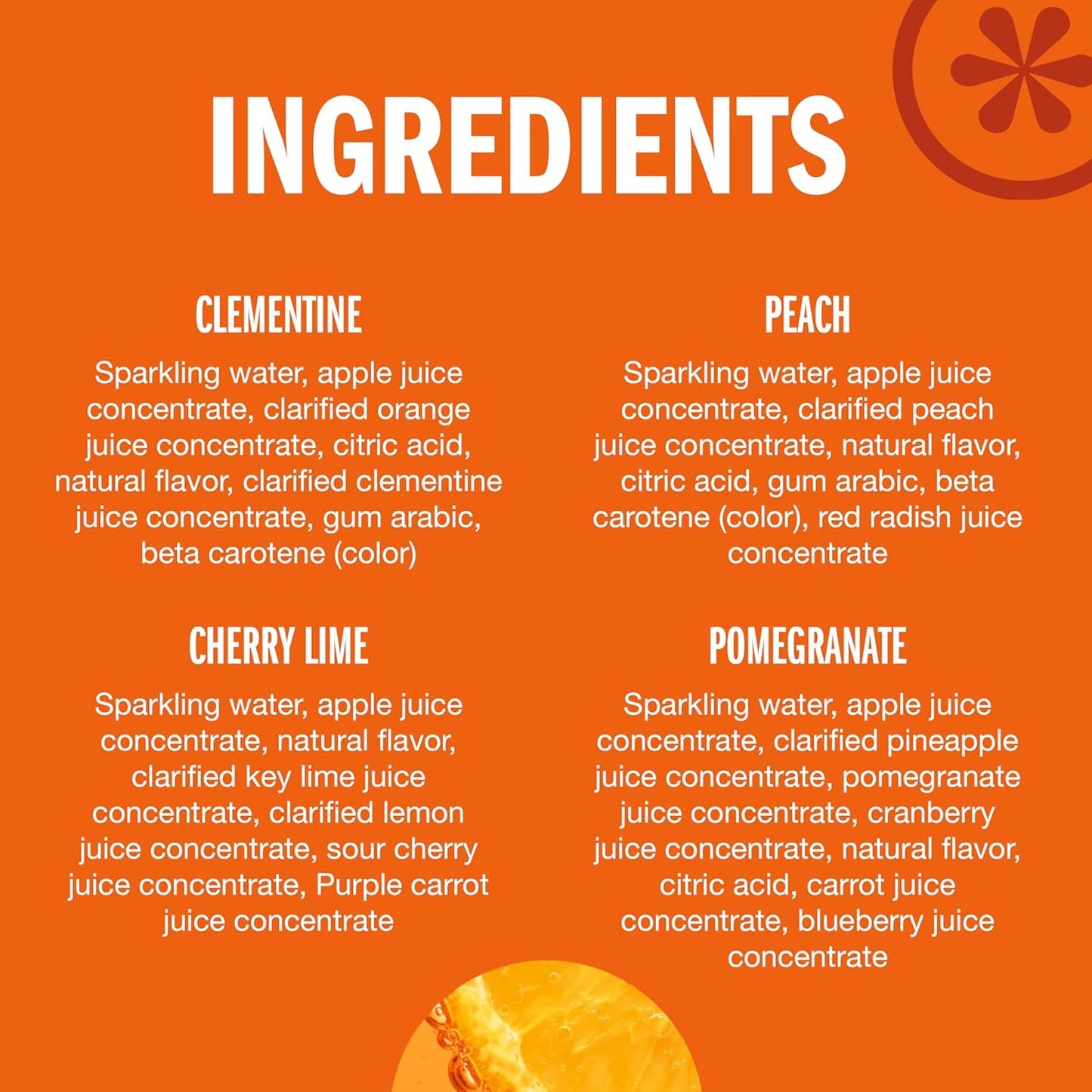 IZZE Sparkling Juice Beverage Blend, Sunset Variety Pack, Clementine, Peach, Cherry Lime, Pomegranate, No Sugar Added, 8.4 Fl Oz (Pack of 24)