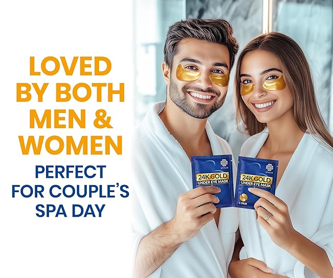 Stylia Under Eye Patches for Puffy Eyes and Dark Circles (20 Pairs) - 24k Gold Under Eye Mask with Vitamin C, Hyaluronic Acid, Pearl Extract - Eye Masks for Dark Circles and Puffiness