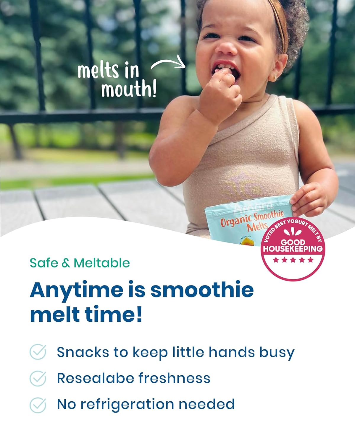 Amara Smoothie Melts - Mixed Red Berries - Baby Snacks Made With Fruits and Vegetables - Healthy Toddler Snacks For Your Kids Lunch Box - Organic Plant Based Yogurt Melts - 6 Resealable Bags