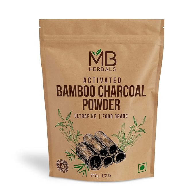 MB Herbals Activated Charcoal Powder 8 oz (227 Gram / 0.5 LB) | Food Grade Bamboo Charcoal Powder | Deep Cleanses & Detoxifies Skin & Hair | Ingredient for ToothPowder - Packing may Vary