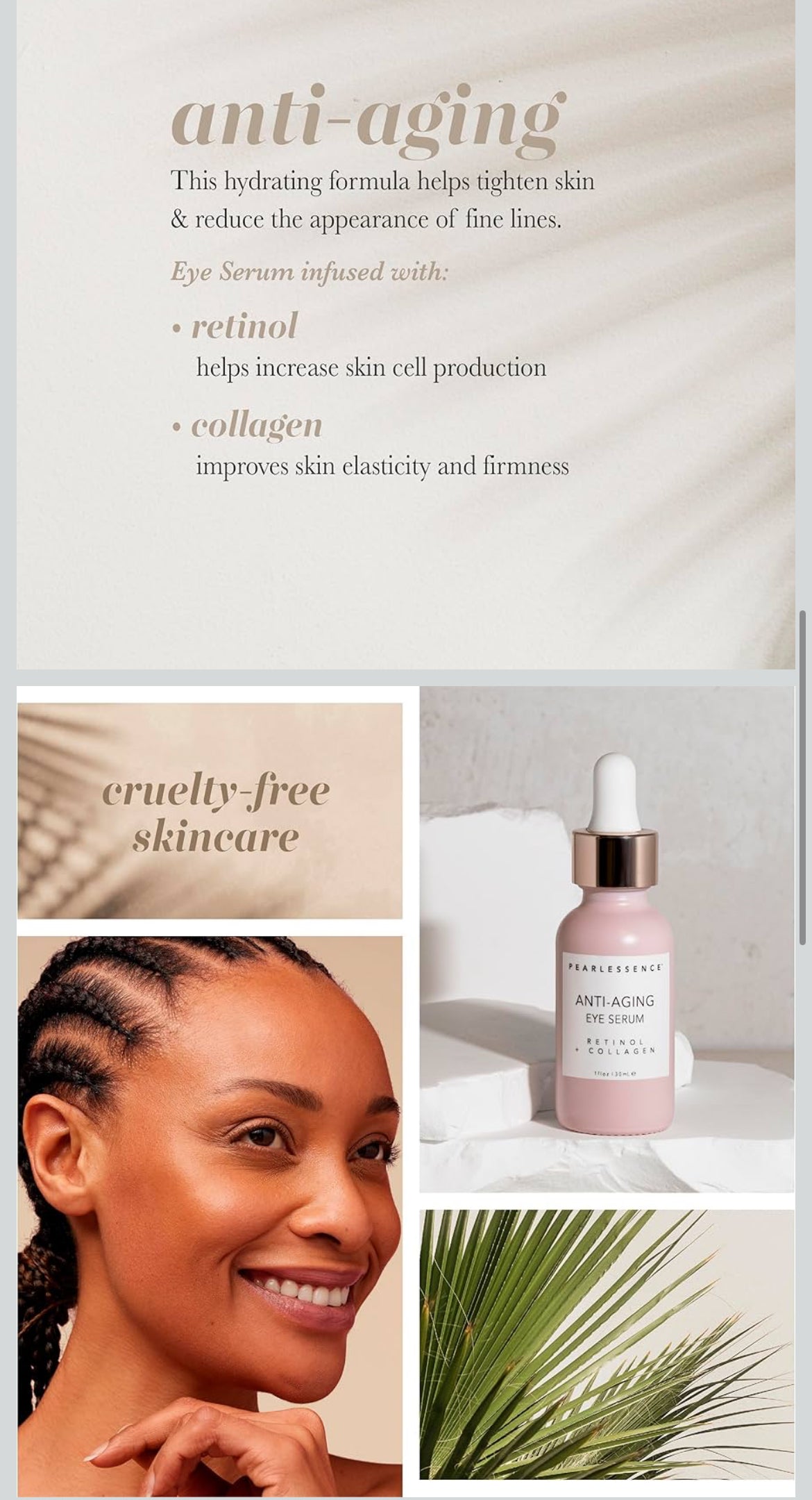 Pearlesssence Anti-Aging Eye Serum (Retinol + Collagen) - Helps Reduce Fine Lines & Wrinkles | Gentle & Lightweight Formula | Plumps & Tightens | Made in USA & Free (1oz)