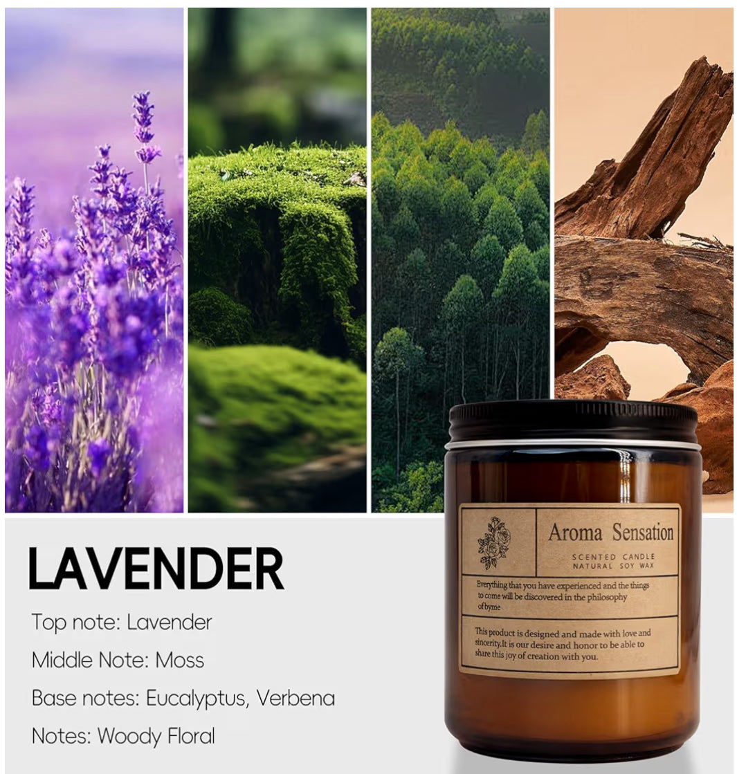 Organic Lavender Candles - Non Toxic Soy Candles for Home, Stress Relief & Meditation (7oz)
