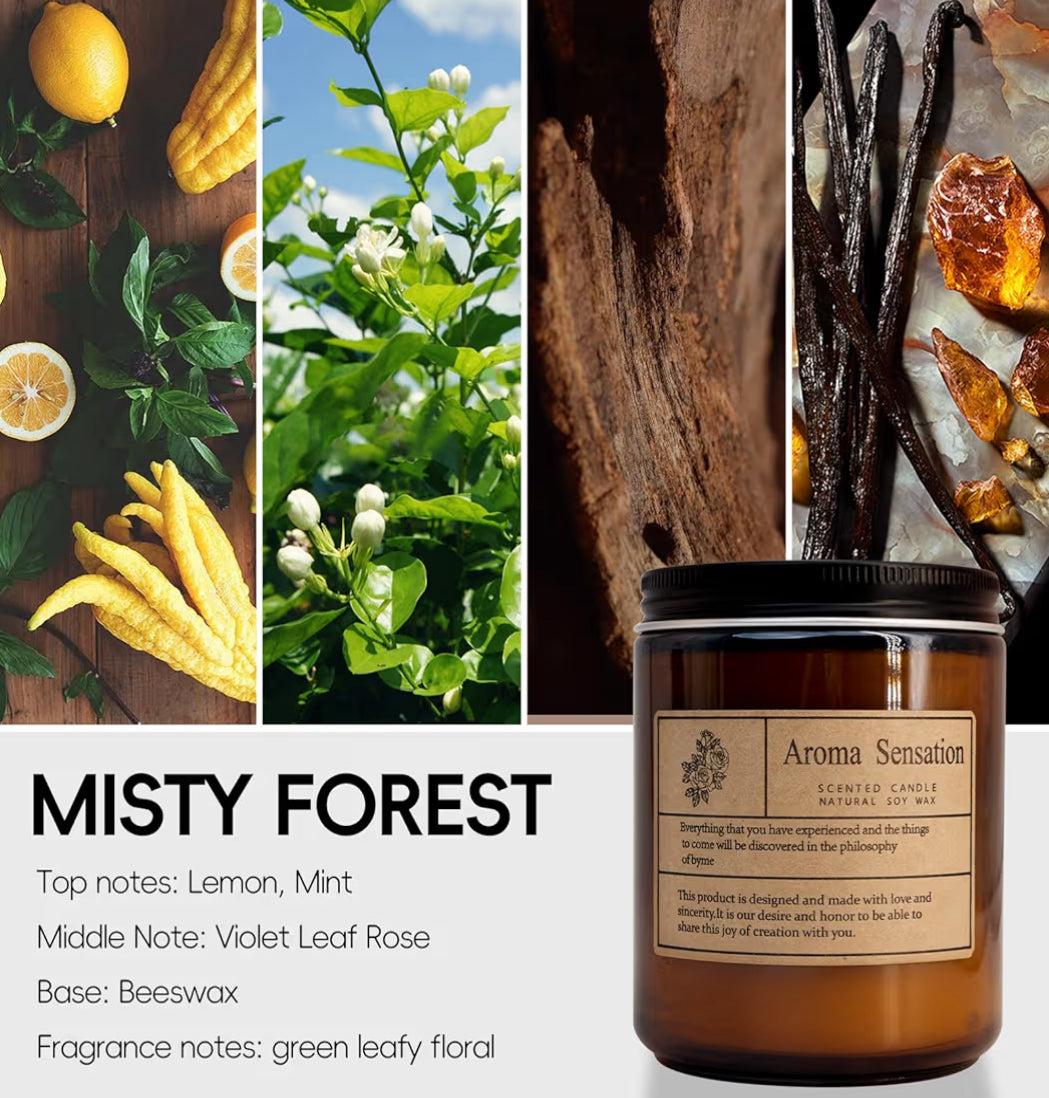Organic Soy Candles - Fall Scented, Misty Forest 7oz