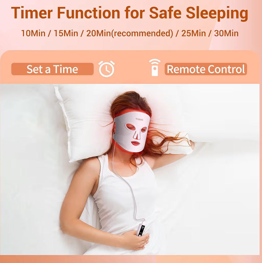 LED Face Mask Light Therapy, 4 Modes Portable Red Light Therapy for Face with 2000mAh Rechargeable Remote, Blue, Orange, 850NM Infrared & Red Light Mask, 400 LEDs for Anti-Aging, at Home