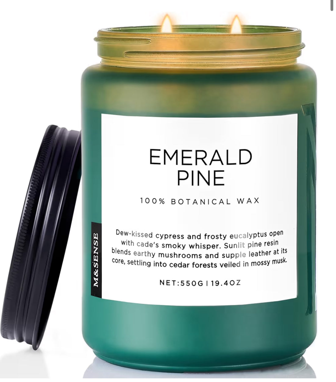 M&SENSE Pine Scented Candles Natural Soy Wax Clean Non Toxic 19.4oz 110 Hours Large Long Lasting Christmas Winter Scented 2 Wicks Candle Gift for Holiday & Family Friends Teachers