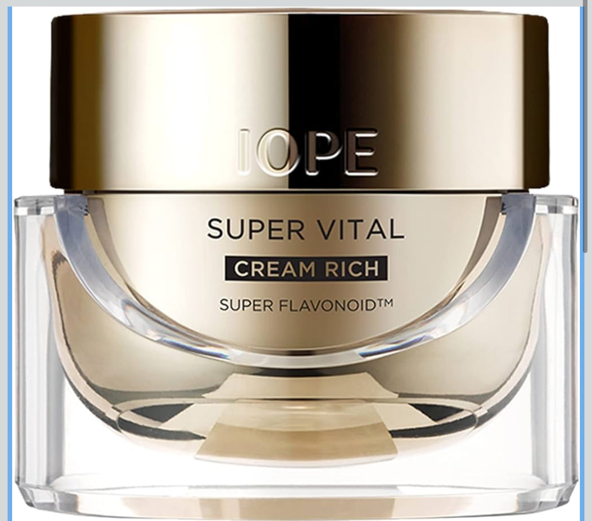 IOPE Face Cream, Super Vital Cream Rich - Total Anti-aging Facial Moisturizer, Skin Brightening & Anti-Wrinkle Skin Care from Plant Extract, Deep Moisturizing fo Dry Skin - 1.69 Fl Oz.
