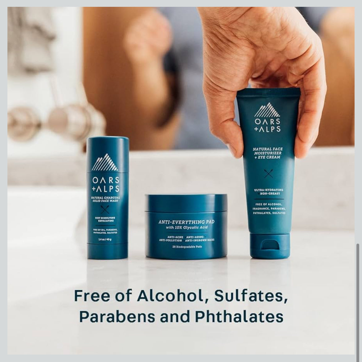 Oars + Alps Face Moisturizer and Eye Cream for Men, Hydrates Skin with Shea Butter and Jojoba Oil, Anti Aging, Vegan and Gluten Free