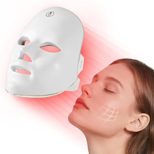 Red Light Mask For Face, 7-1 Colors Red Light Face Mask, Facial Skincare At Home, Cordless, Portable and Rechargeable